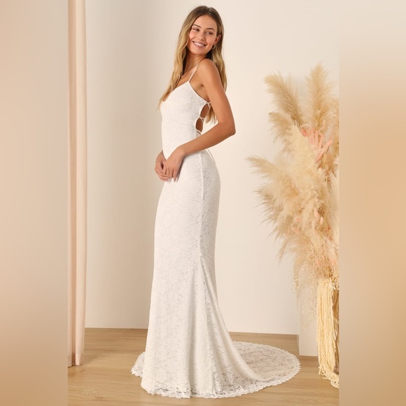 Lulus-Perfectly Beloved White Lace Sleeveless Lace-Up Maxi Dress (Small) - Picture 4 of 7